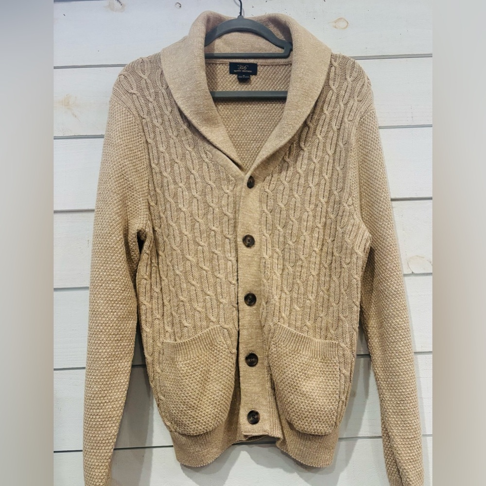 Brooks Brothers Cream Cable Knit Cardigan